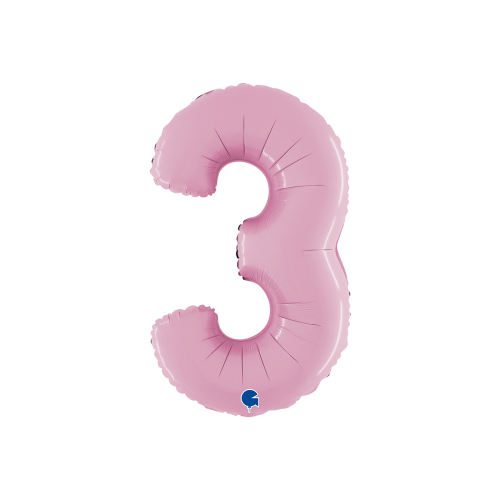 Ballongsiffra -  Tre Pastellrosa 66 cm