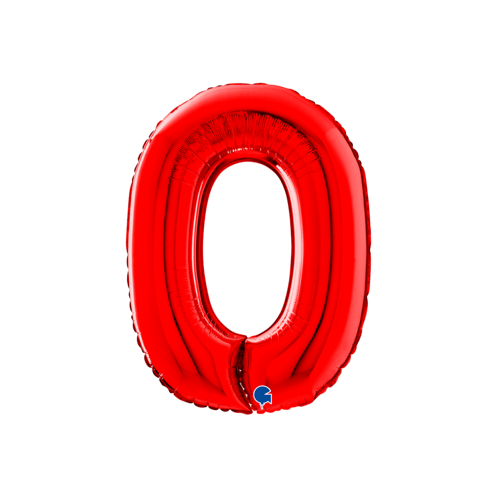 Ballongsiffra -  Noll Röd 66 cm