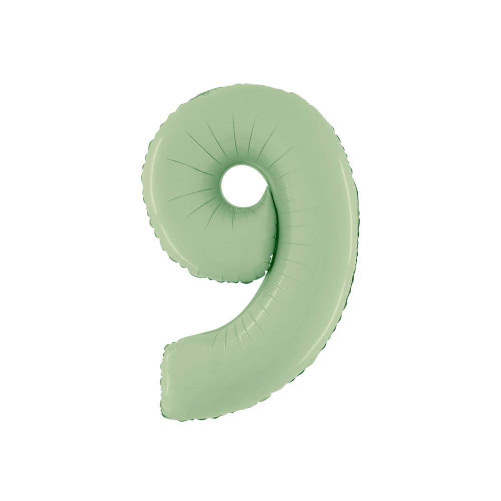 Ballongsiffra - Nio Satin Olive Green 66 cm