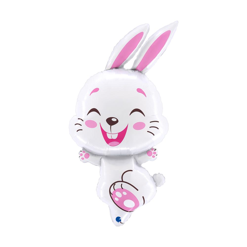 Folieballong - Bunny White Fuxia 87 cm
