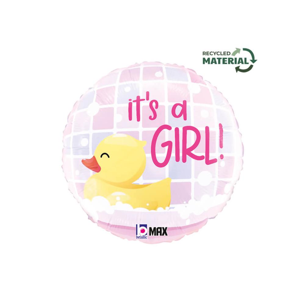Folieballong - Its a Girl Rubber Ducky 46 cm