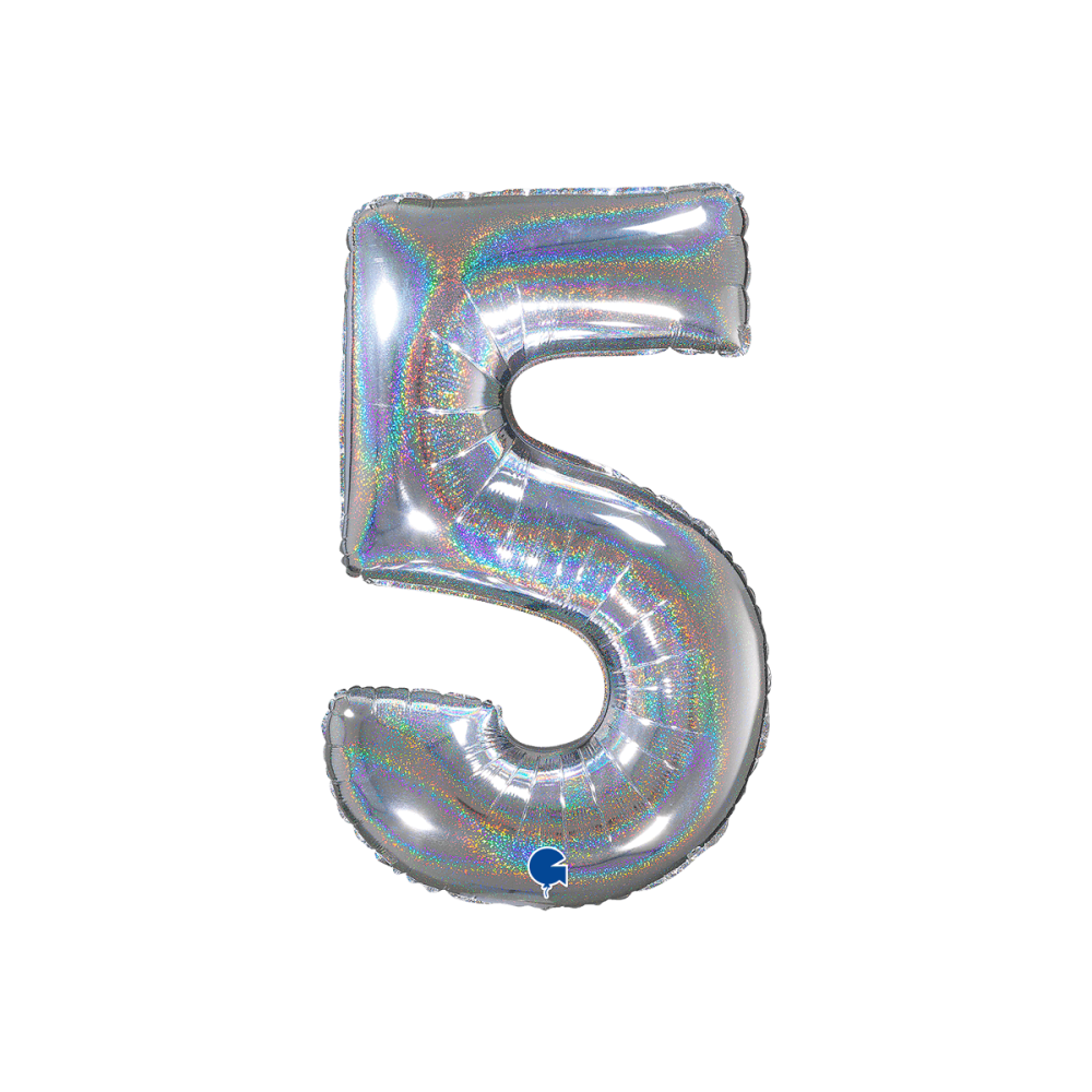 Ballongsiffra -  Fem Glitter Holographic Silver 66 cm