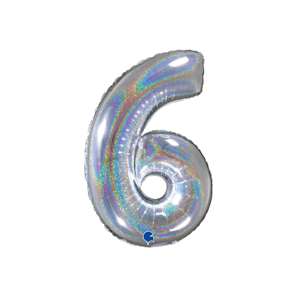 Ballongsiffra -  Sex Glitter Holographic Silver 66 cm