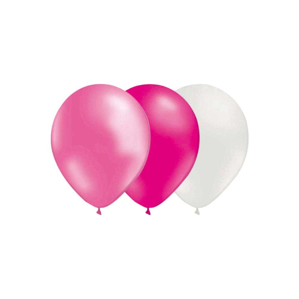 Ballongkombo - Magenta-Metallic Rosa-Vit 15-pack