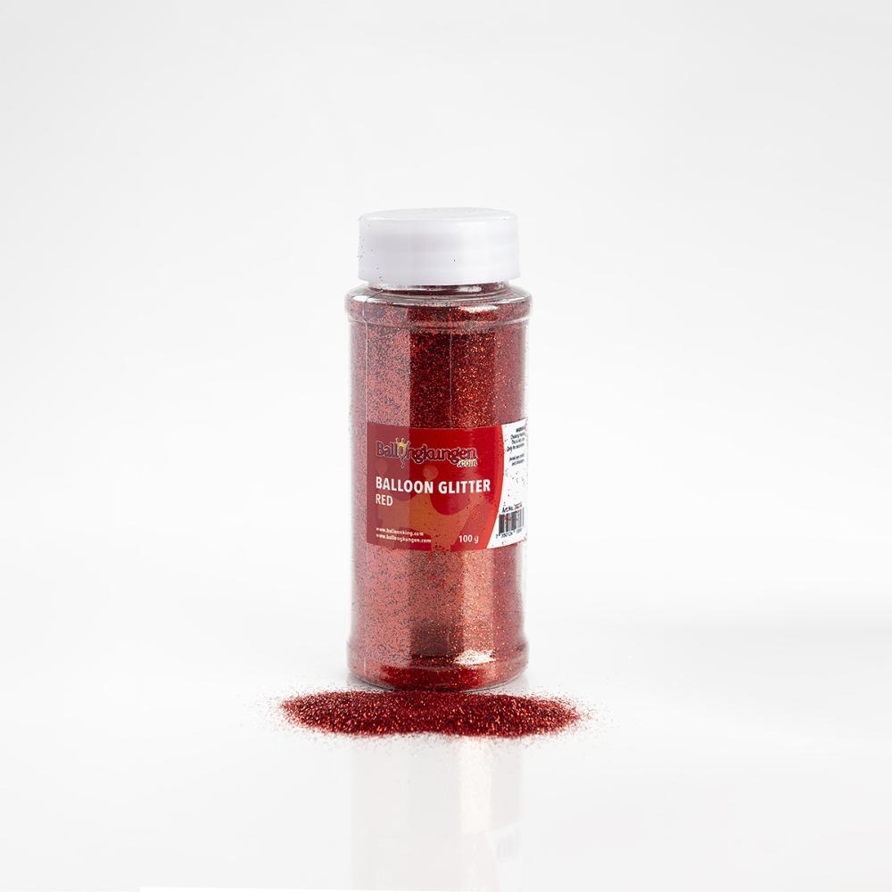 Ballong-glitter - Rött 100 gram