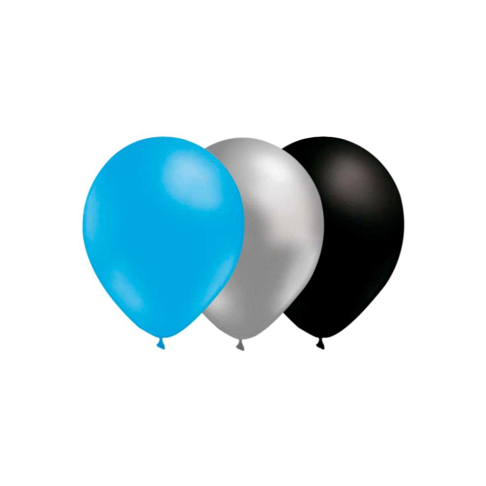 Ballongkombo - Ljusblå-Silver-Svart 15-pack