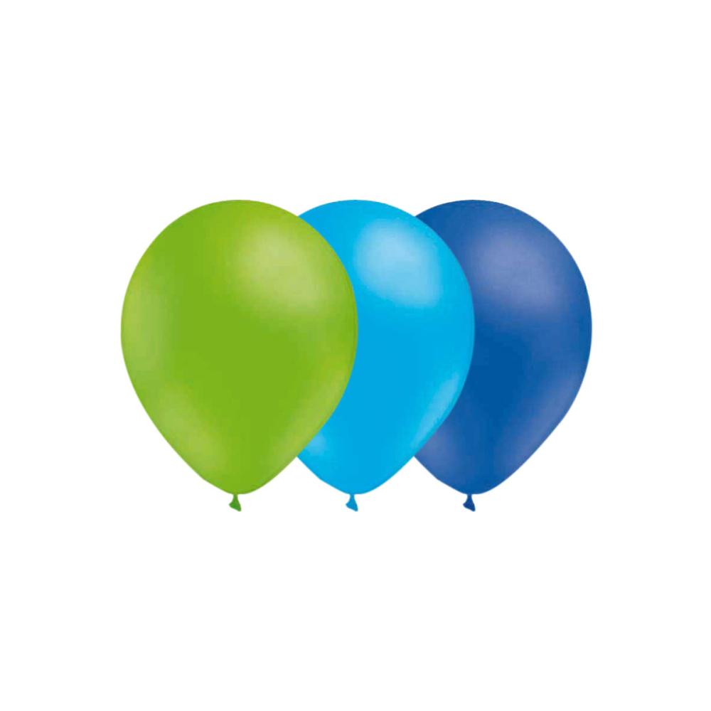 Ballongkombo - Limegrön-Ljusblå-Blå 15-pack