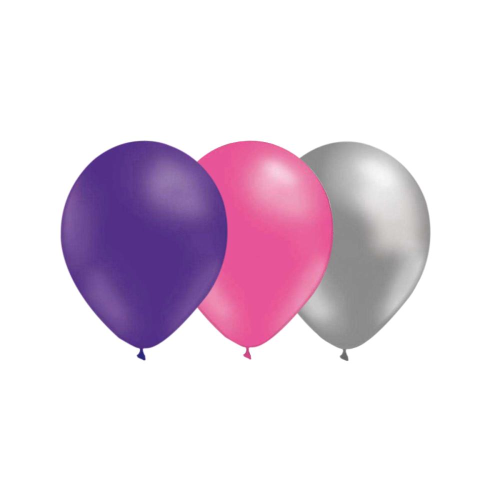 Ballongkombo - Lila-Rosa-Silver 15-pack