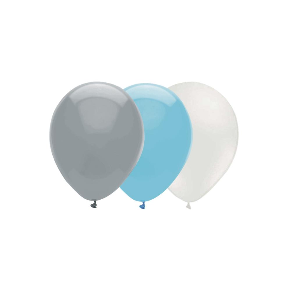 Ballongkombo - Grå-Ljusblå-Vit 15-pack