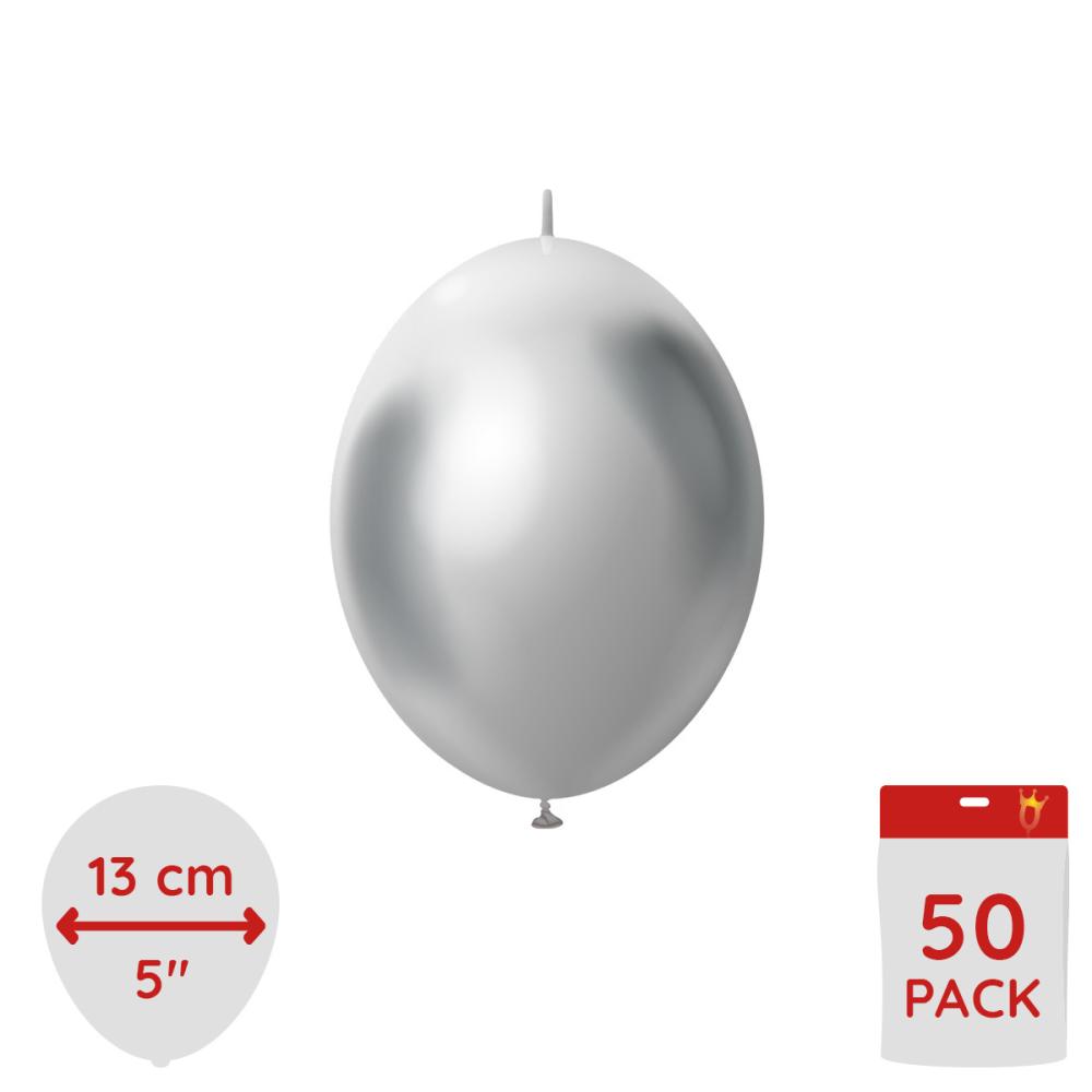 Latexballoons - K-Link Mirror Silver 13 cm 50-pack
