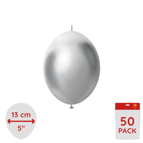 Latexballoons - K-Link Mirror Silver 13 cm 50-pack