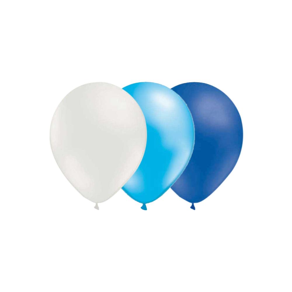 Ballongkombo - Vit-Metallic Ljusblå-Blå 15-pack