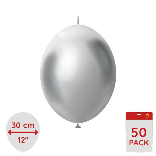 Latexballoons - K-Link Mirror Silver 30 cm 50-pack