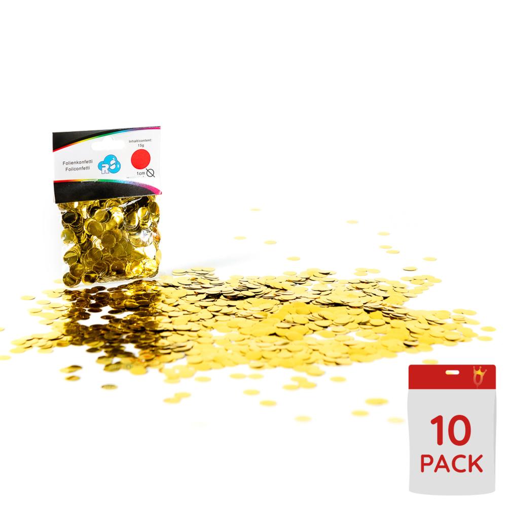 Ballongkonfetti - Guld Runda 15 mm 15g 10-pack