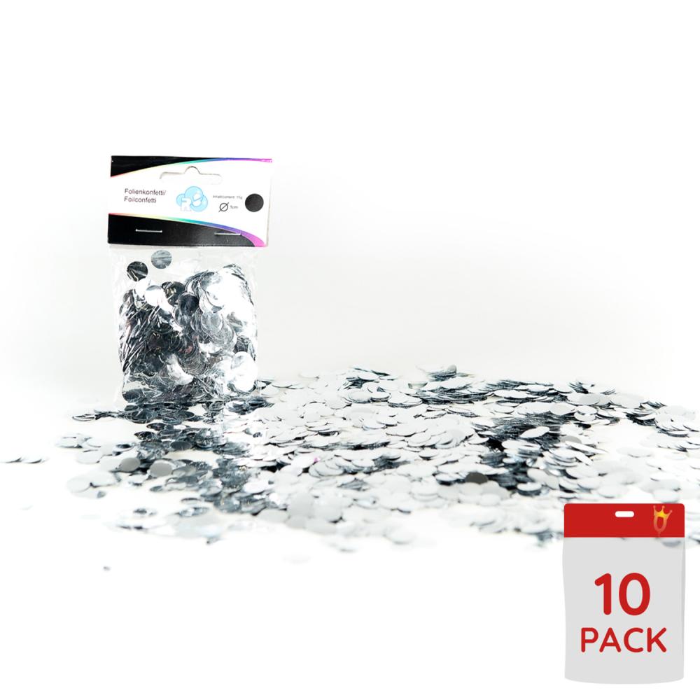 Ballongkonfetti - Silver Runda 15 mm 15g 10-pack
