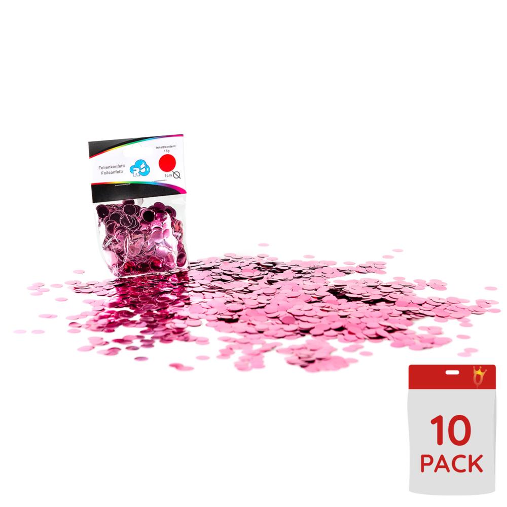 Ballongkonfetti - Ljusrosa Runda 15mm 15g 10-pack