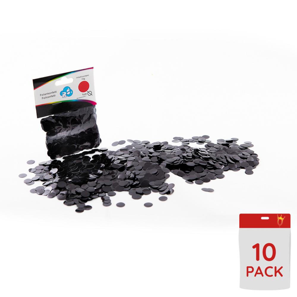 Ballongkonfetti - Svarta Runda 15 mm 15g 10-pack