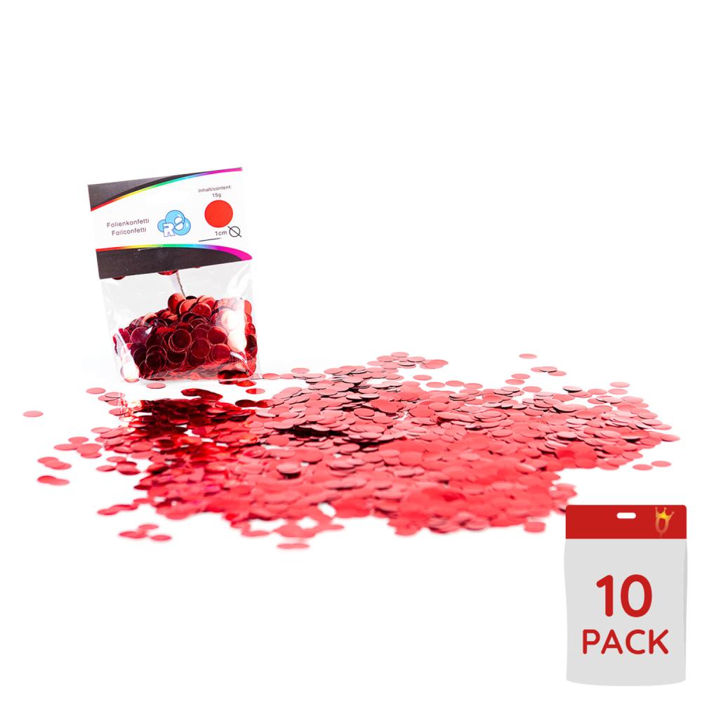 Ballongkonfetti - Rött Runda 15 mm 15g 10-pack