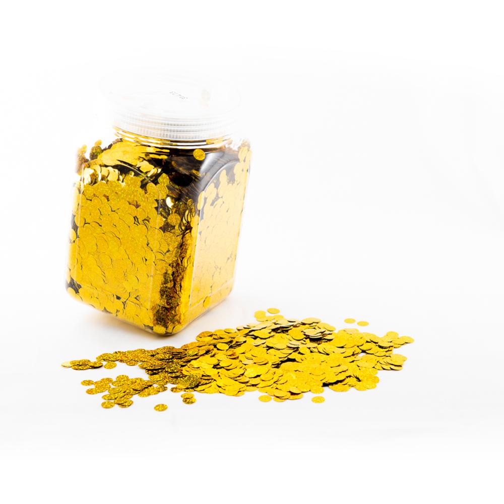 Ballongkonfetti - Holografisk Guld Runda 1 cm 1 kg
