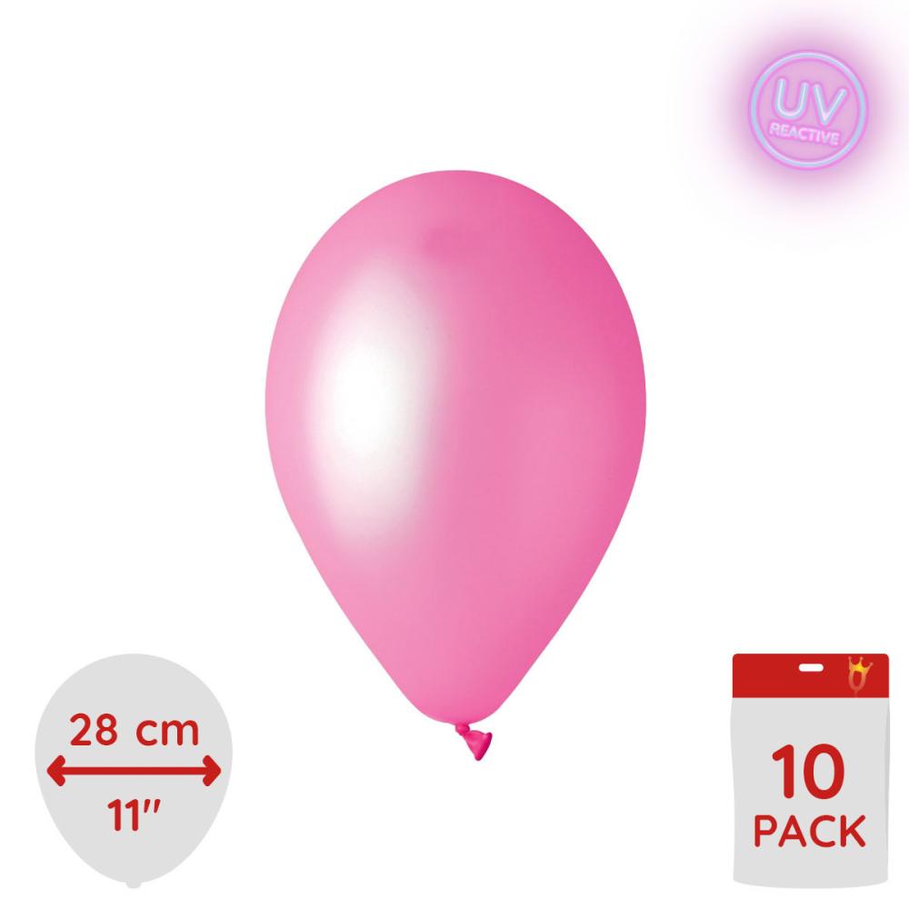 Latexballonger - Neon Pink Glow 28 cm 10-pack