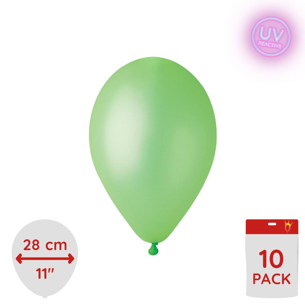Latexballonger - Neon Green Glow 28 cm 10-pack