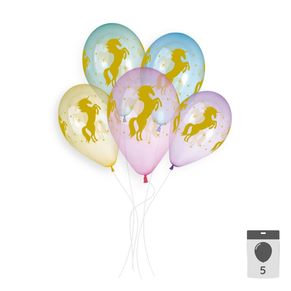 Latexballonger Premium - Golden Unicorn 33 cm 5-pack