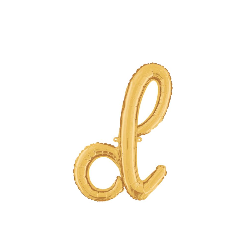 Bokstavsballong - D Script Guld