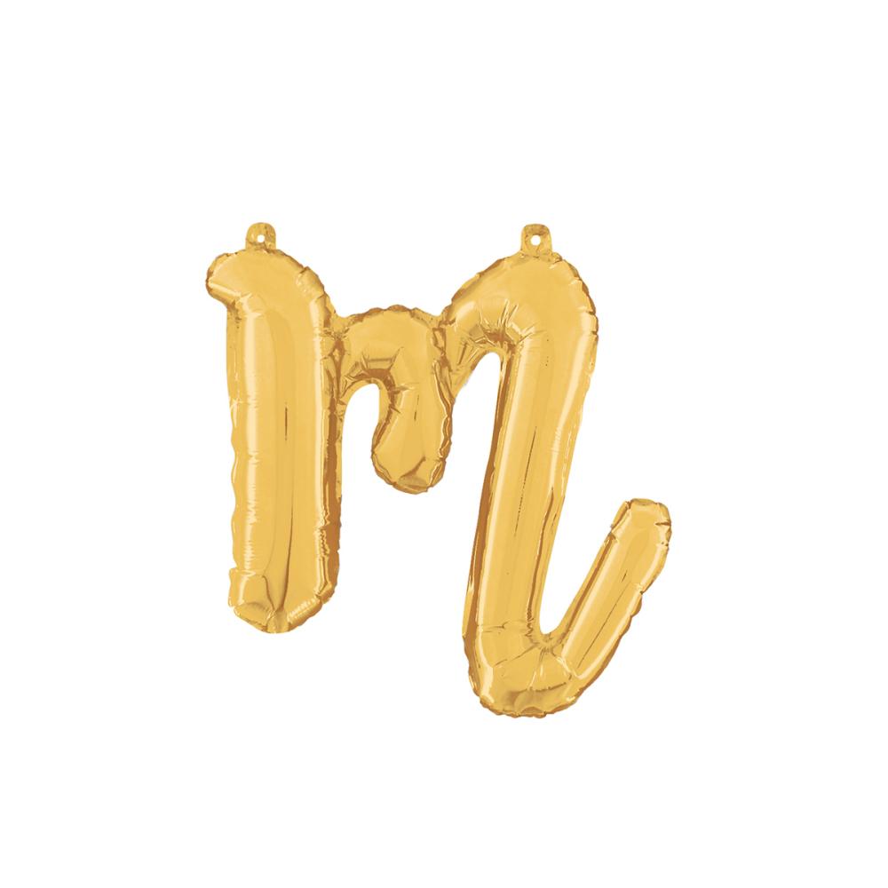 Bokstavsballong - M Script Guld