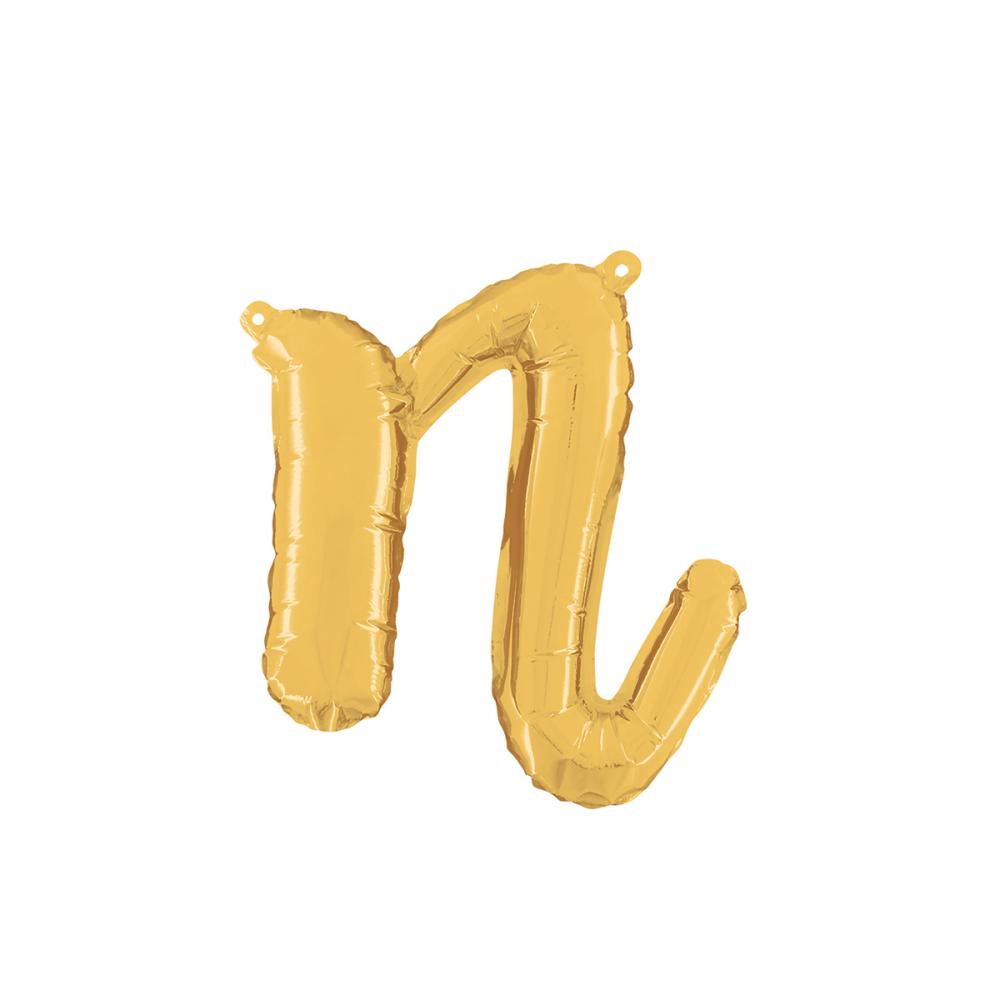 Bokstavsballong - N Script Guld