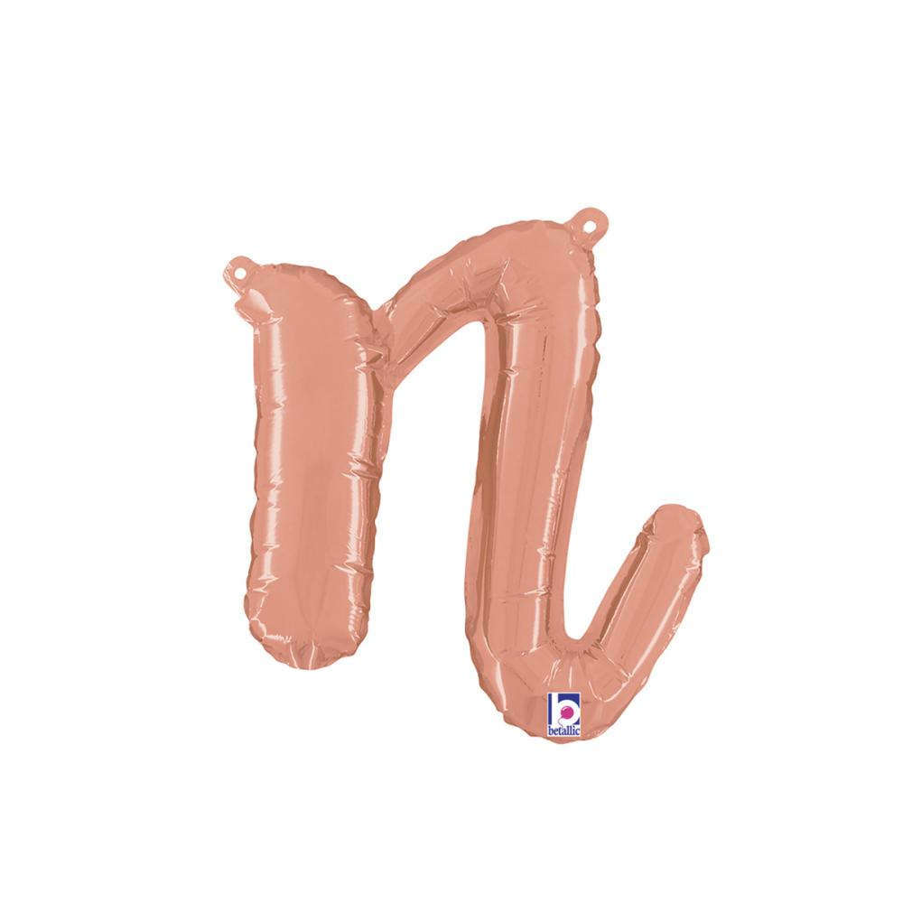 Bokstavsballong - N Script Rose Gold
