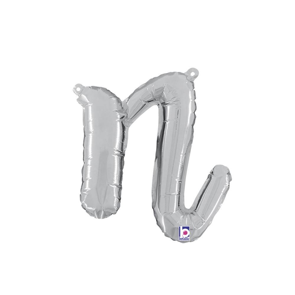 Bokstavsballong - N Script Silver
