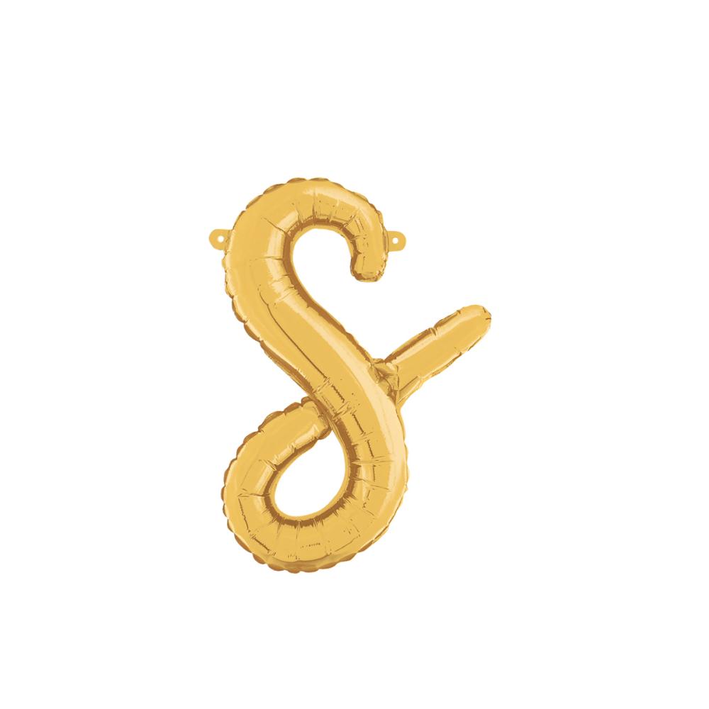 Bokstavsballong - S Script Guld