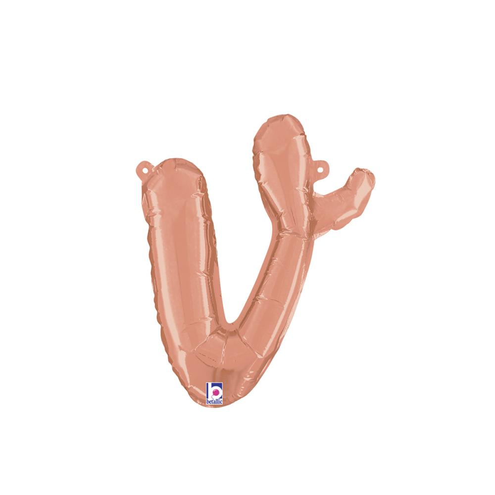 Bokstavsballong - V Script Rose Gold