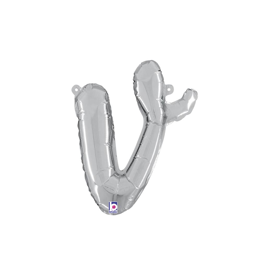 Bokstavsballong - V Script Silver