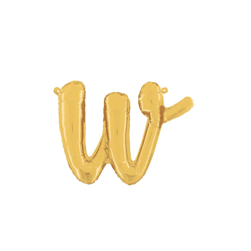 Bokstavsballong - W Script Guld
