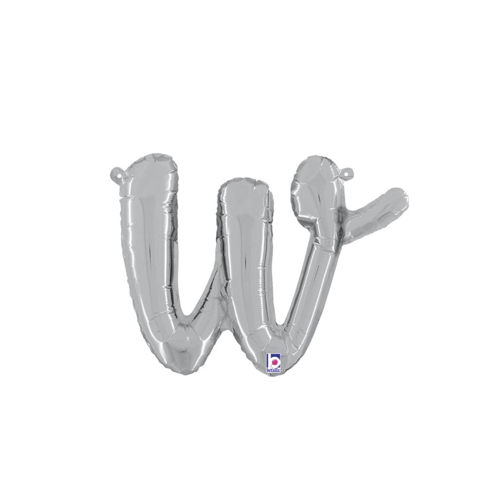 Bokstavsballong - W Script Silver