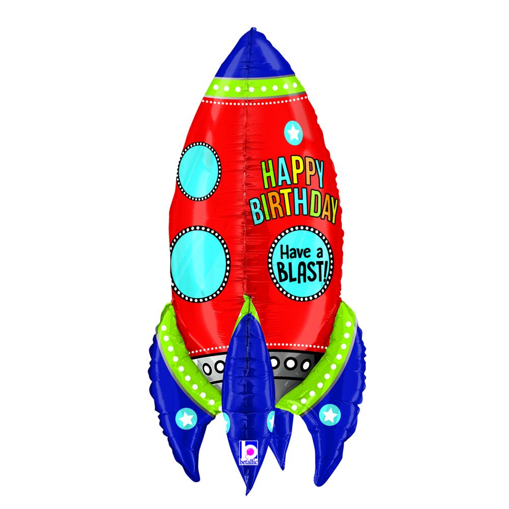 Folieballong - Blasting Birthday Rocket 91 cm