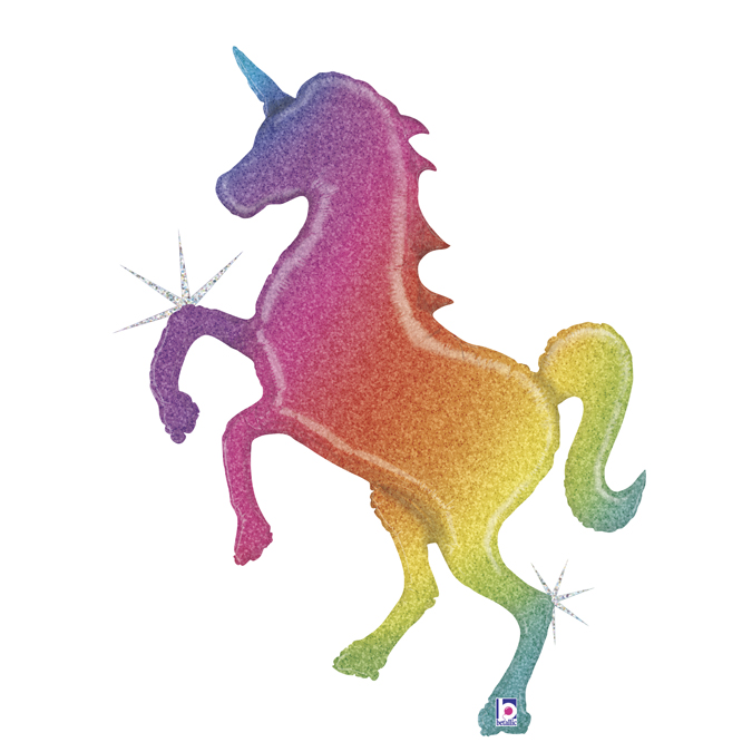 Folieballong - Glitter Rainbow Unicorn 137 cm