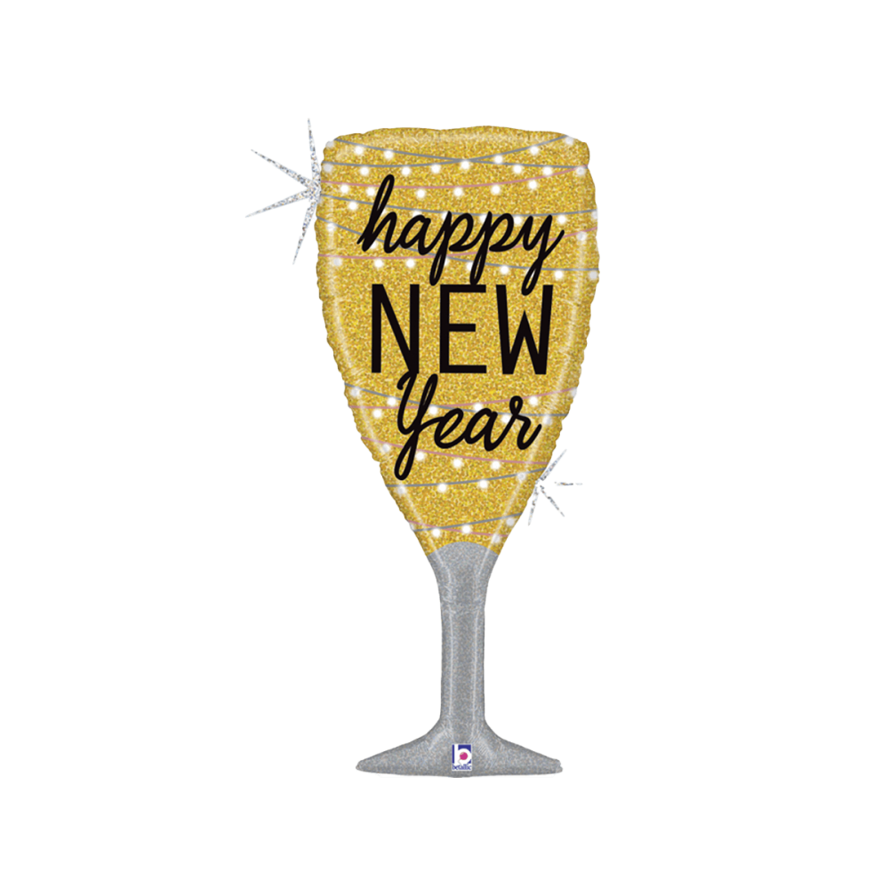 Folieballong - New Year Champagne Glass 94 cm