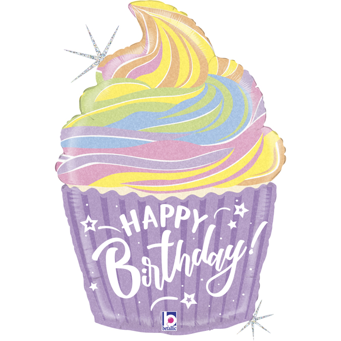 Folieballong - Pastel Birthday Cupcake 69 cm