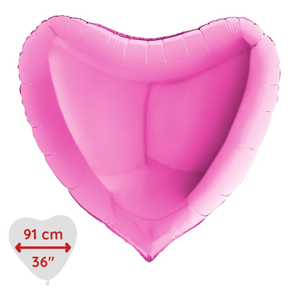 Folieballong - Hjärta Rosa 91 cm