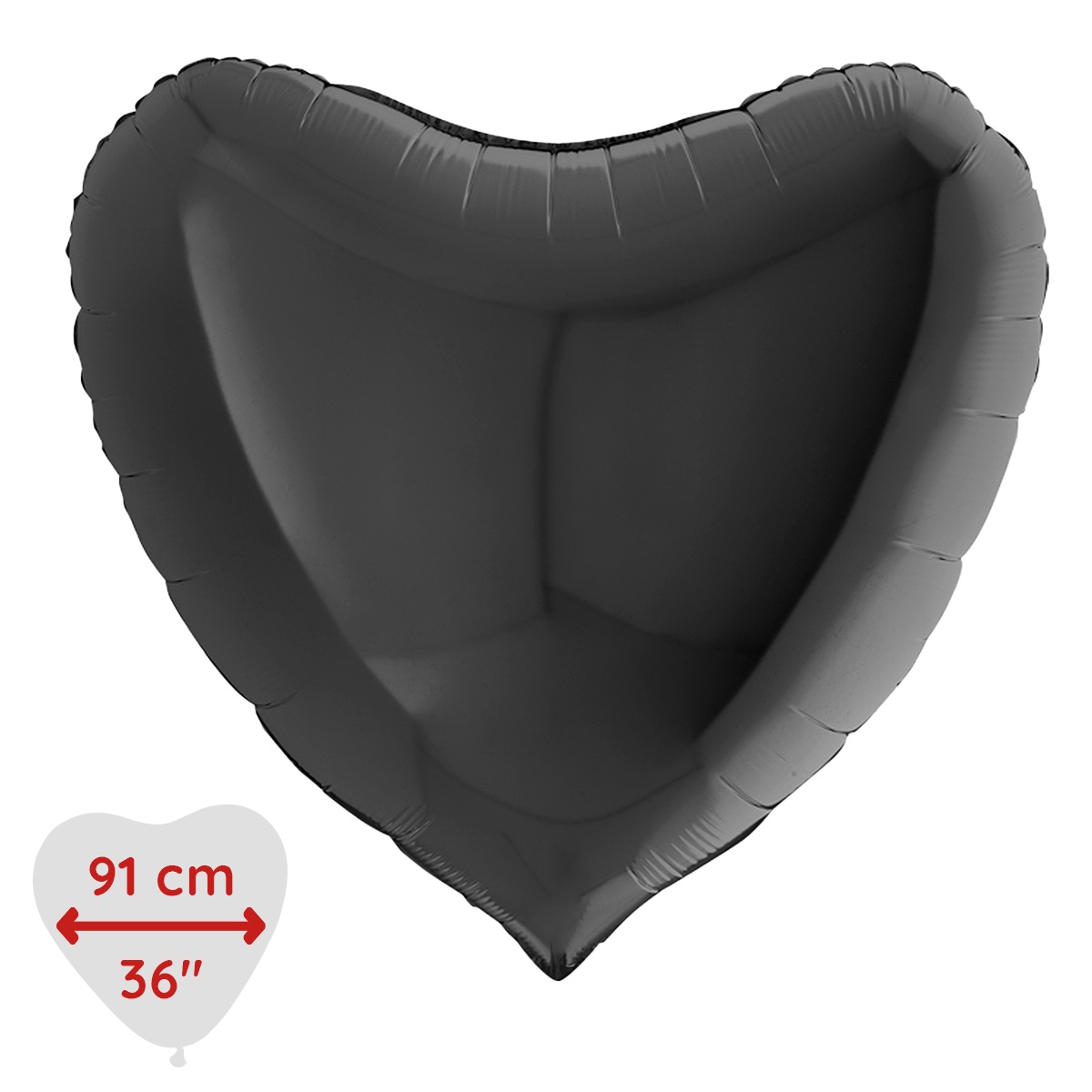 Folieballong - Hjärta Svart 91 cm