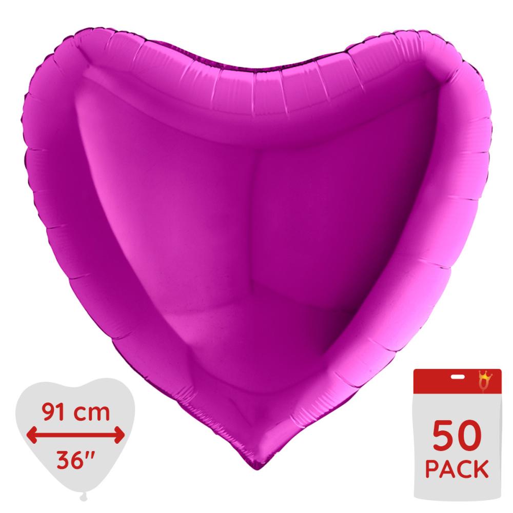 Folieballong - Hjärta Lila 91 cm Bulk 50-pack