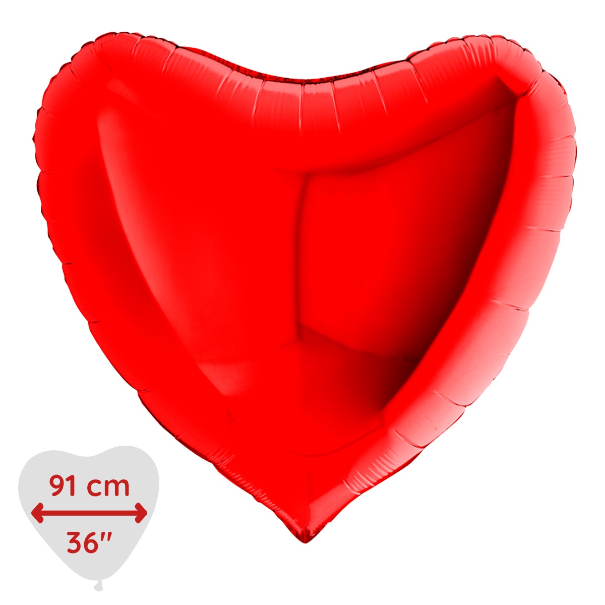 Folieballong - Hjärta Rött 91 cm