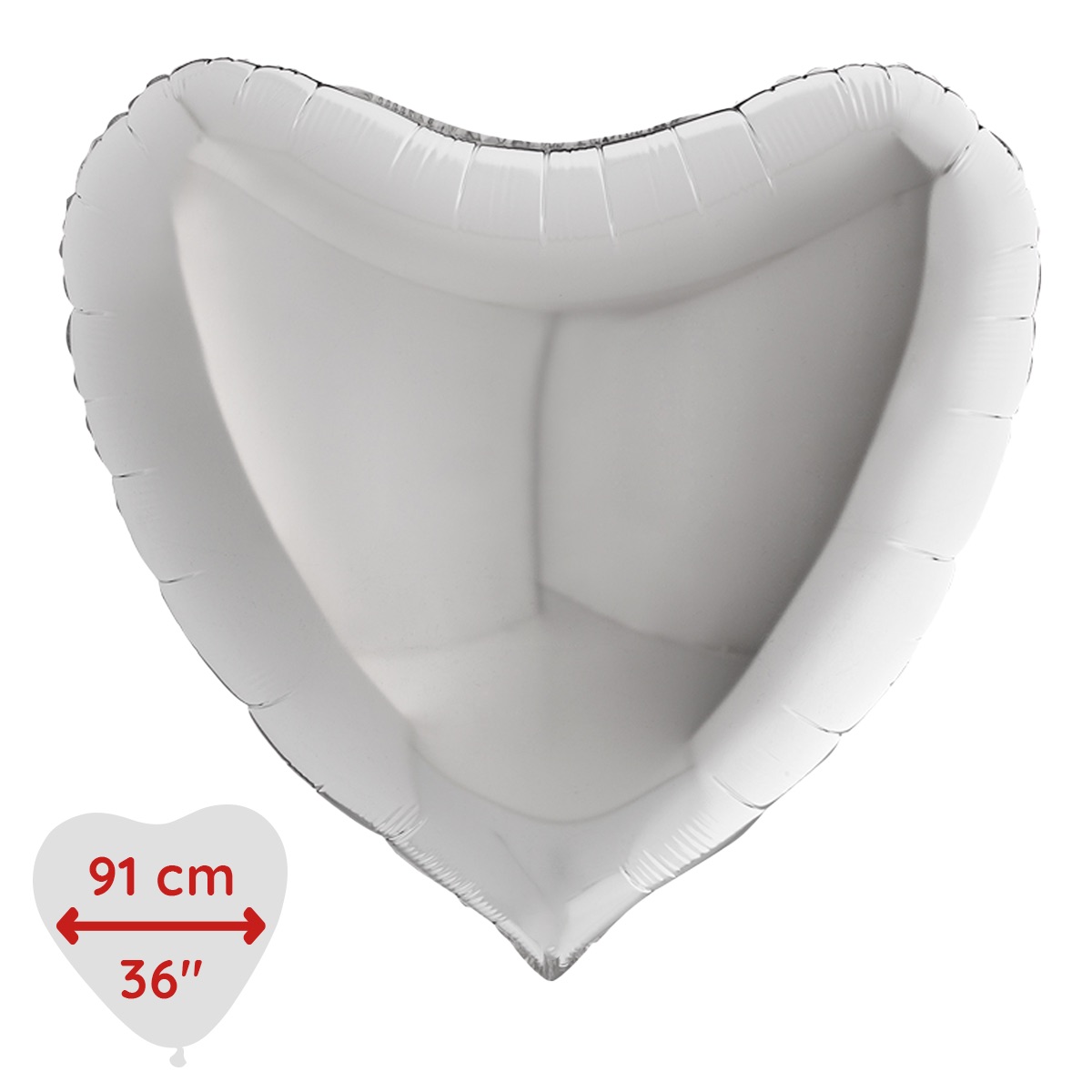 Folieballong - Hjärta Silver 91 cm