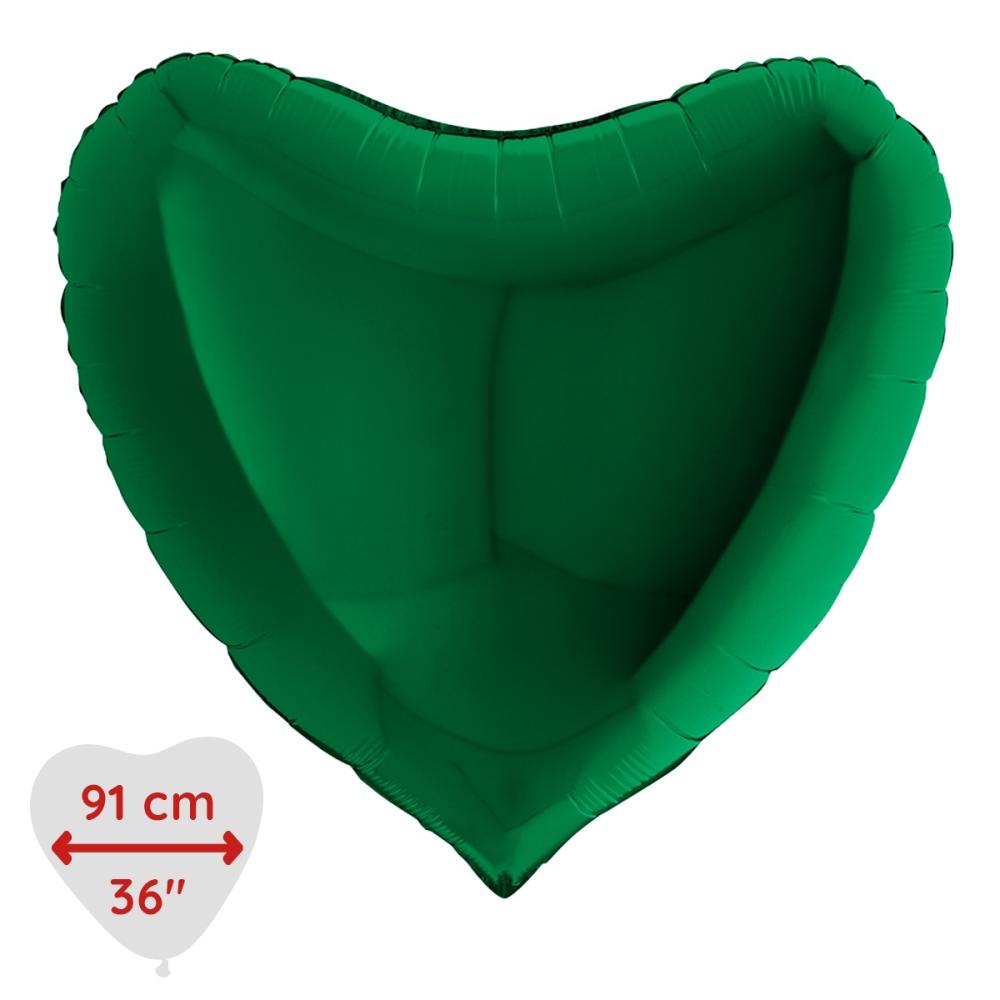 Folieballong - Hjärta Mörkgrönt 91 cm