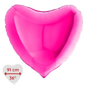 Folieballong - Hjärta Magenta 91 cm