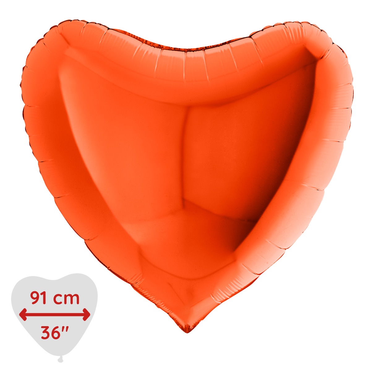 Folieballong - Hjärta Orange 91 cm