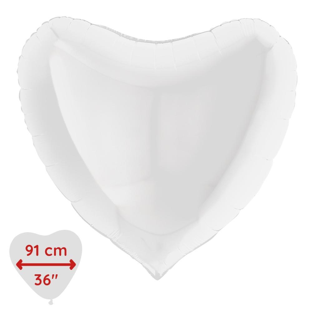 Folieballong - Hjärta Vitt 91 cm