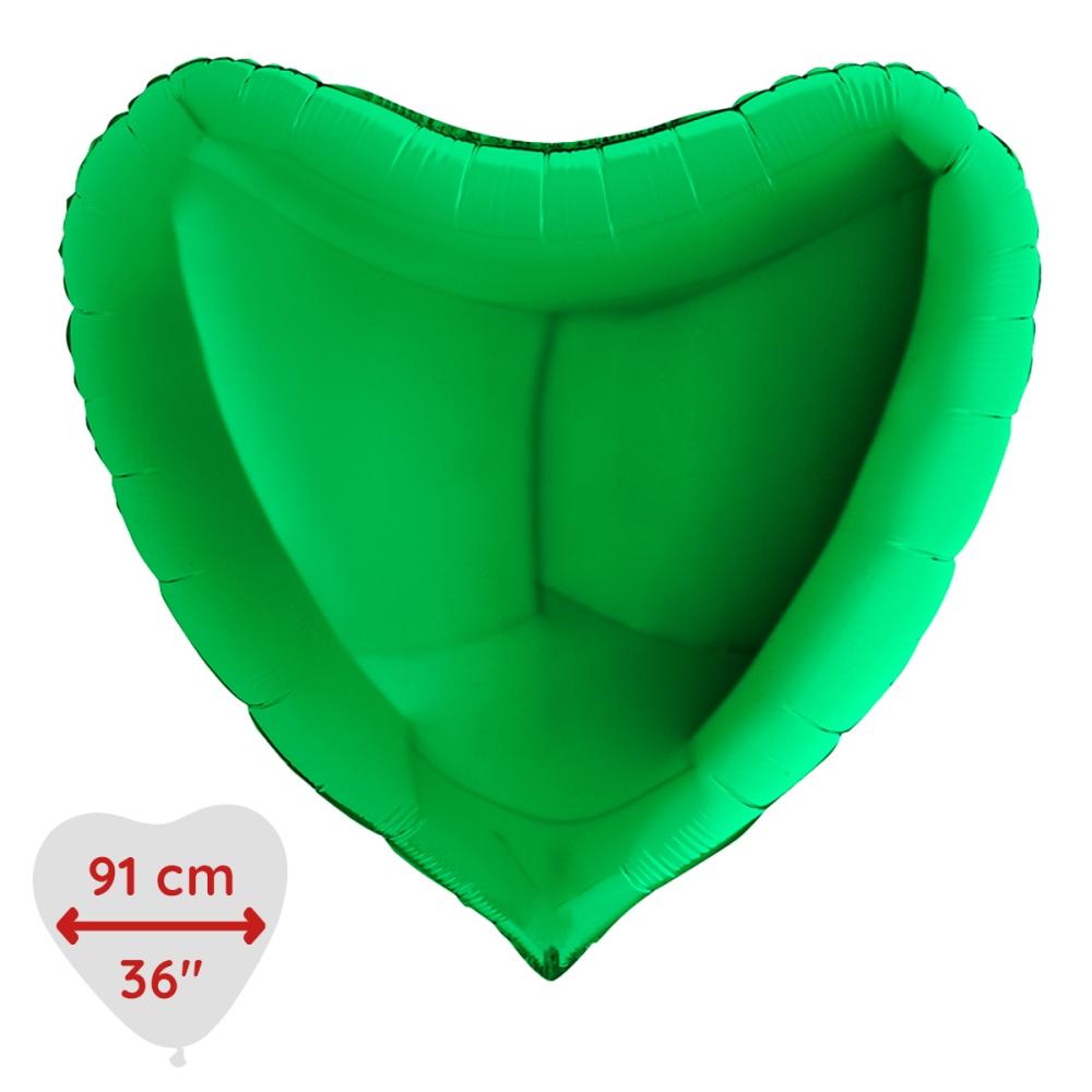 Folieballong - Hjärta Grönt 91 cm